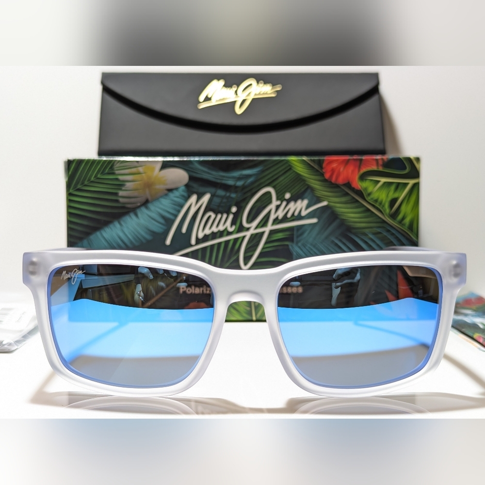 New Maui Jim Stone Shack Matte Crystal Polarized Blue Hawai Sunglasses B862-05